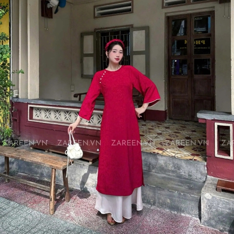 ÁO DÀI TÂM Ý GẤM PHỐI VIỀN ZAREEN ADI05