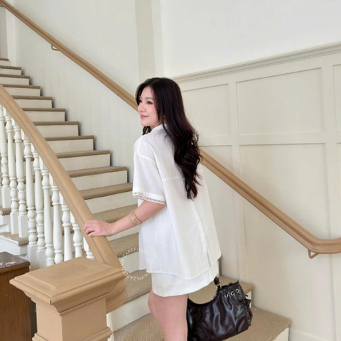 ÁO SƠ MI LINEN PHỐI REN XẺ SAU ZAREEN SOM83
