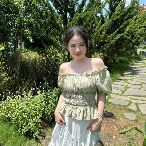 ÁO CROPTOP TAY PHỒNG THUN CHỈ ZAREEN VOA153