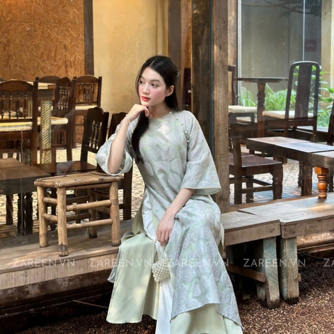 ÁO DÀI VĨNH HY HOA NỔI ĐÍNH NÚT ZAREEN ADI04