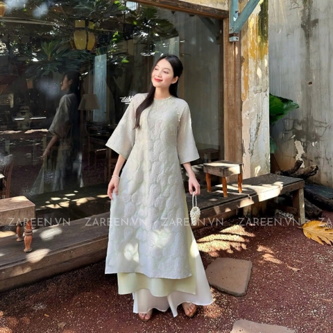 ÁO DÀI VĨNH HY HOA NỔI ĐÍNH NÚT ZAREEN ADI04