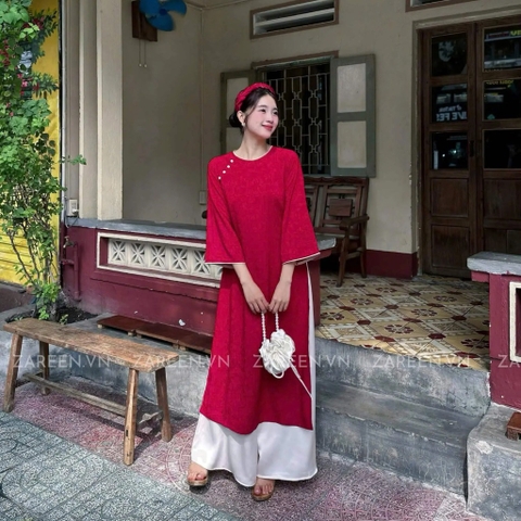 ÁO DÀI TÂM Ý GẤM PHỐI VIỀN ZAREEN ADI05