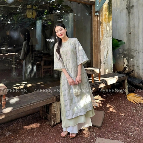 ÁO DÀI VĨNH HY HOA NỔI ĐÍNH NÚT ZAREEN ADI04