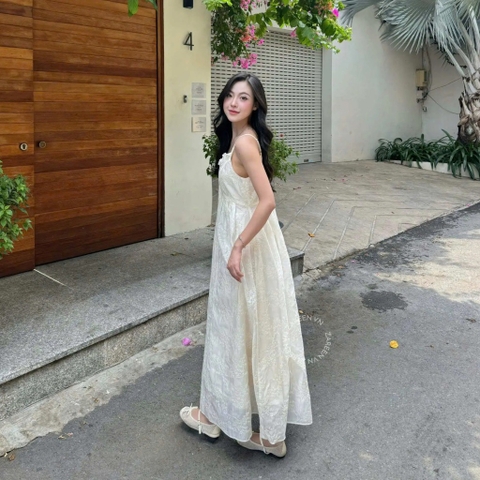 ĐẦM 2 DÂY TƠ THÊU HOA PHỐI REN ZAREEN DAX116