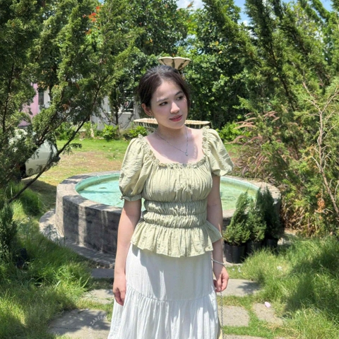 ÁO CROPTOP TAY PHỒNG THUN CHỈ ZAREEN VOA153