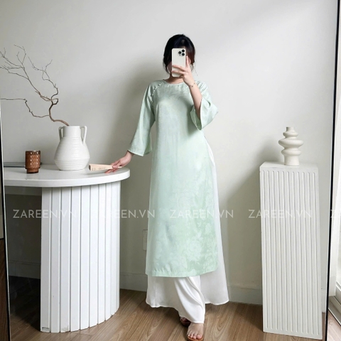 ÁO DÀI ĐAN THANH LỤA TẰM CỔ TRÒN ĐÍNH NÚT ZAREEN ADI03