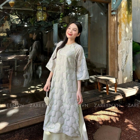 ÁO DÀI VĨNH HY HOA NỔI ĐÍNH NÚT ZAREEN ADI04