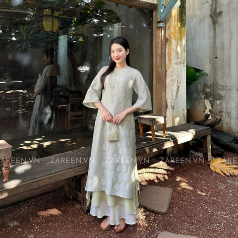 ÁO DÀI VĨNH HY HOA NỔI ĐÍNH NÚT ZAREEN ADI04
