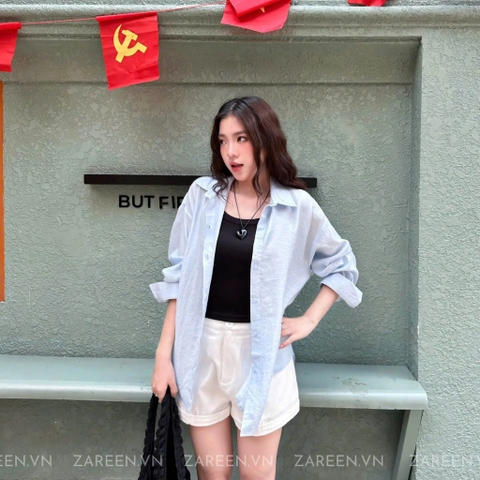 ÁO SƠ MI TAY DÀI CỘT NƠ ZAREEN SOM75