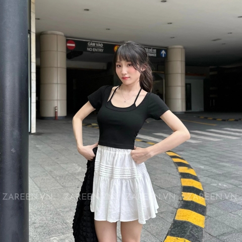 ÁO THUN CROPTOP PHỐI YẾM ZAREEN THU167