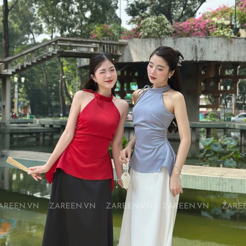 ÁO YẾM THẮT NƠ NHÚN EO ZAREEN VOA133