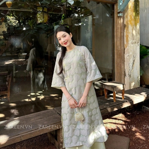 ÁO DÀI VĨNH HY HOA NỔI ĐÍNH NÚT ZAREEN ADI04