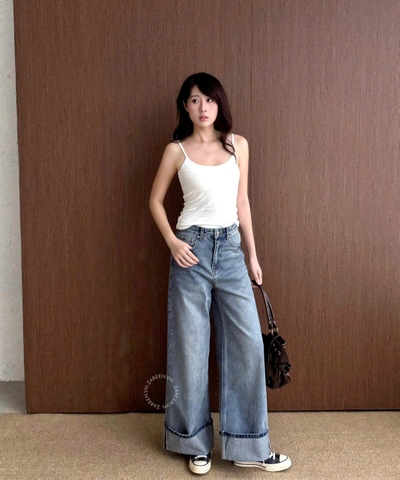 QUẦN JEANS ỐNG RỘNG ĐẮP LAI ZAREEN JEA152