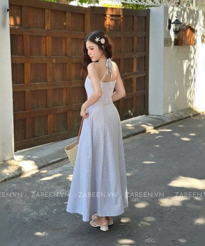 ĐẦM SỌC DÁNG DÀI BUỘC NƠ ZAREEN DAX105