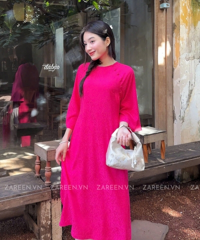 ÁO DÀI ĐAN THANH LỤA TẰM CỔ TRÒN ĐÍNH NÚT ZAREEN ADI03