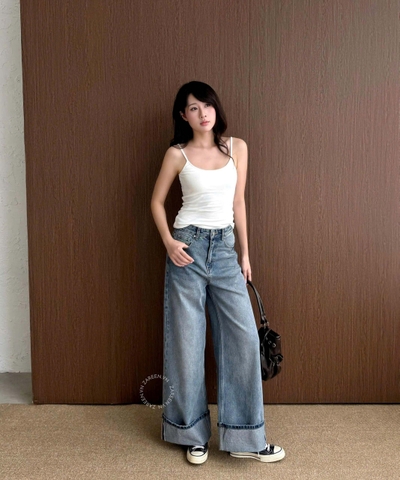 QUẦN JEANS ỐNG RỘNG ĐẮP LAI ZAREEN JEA152
