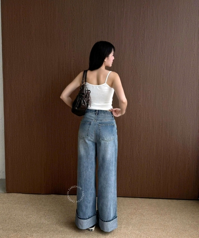 QUẦN JEANS ỐNG RỘNG ĐẮP LAI ZAREEN JEA152