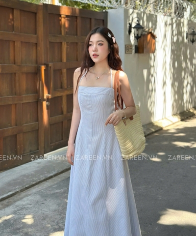 ĐẦM SỌC DÁNG DÀI BUỘC NƠ ZAREEN DAX105