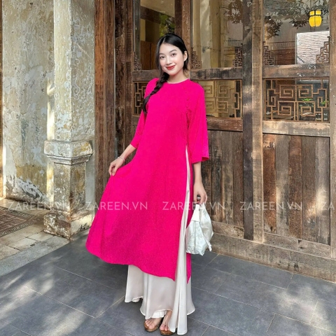 ÁO DÀI ĐAN THANH LỤA TẰM CỔ TRÒN ĐÍNH NÚT ZAREEN ADI03
