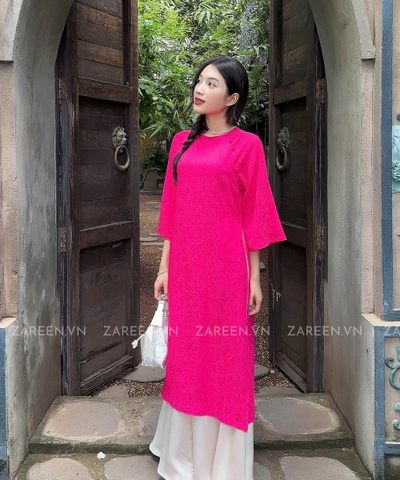 ÁO DÀI ĐAN THANH LỤA TẰM CỔ TRÒN ĐÍNH NÚT ZAREEN ADI03