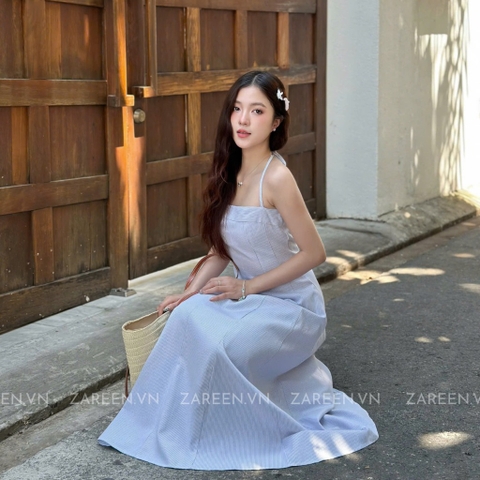 ĐẦM SỌC DÁNG DÀI BUỘC NƠ ZAREEN DAX105