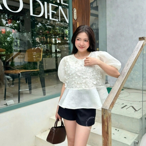 ÁO BABYDOLL TAY PHỒNG HOA NỔI ZAREEN VOA147