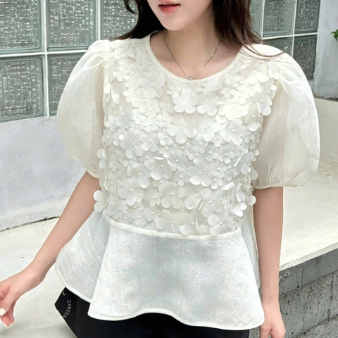 ÁO BABYDOLL TAY PHỒNG HOA NỔI ZAREEN VOA147