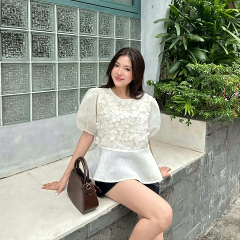 ÁO BABYDOLL TAY PHỒNG HOA NỔI ZAREEN VOA147