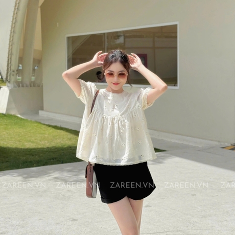 ÁO BABYDOLL THÊU HOA VIỀN REN ZAREEN VOA135