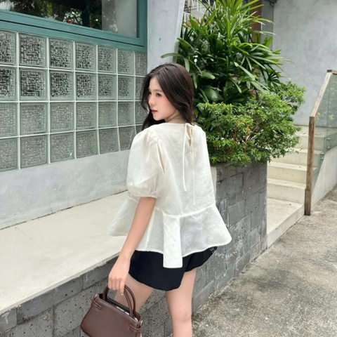 ÁO BABYDOLL TAY PHỒNG HOA NỔI ZAREEN VOA147