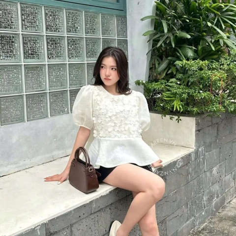 ÁO BABYDOLL TAY PHỒNG HOA NỔI ZAREEN VOA147