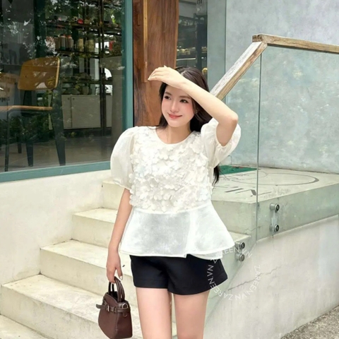 ÁO BABYDOLL TAY PHỒNG HOA NỔI ZAREEN VOA147