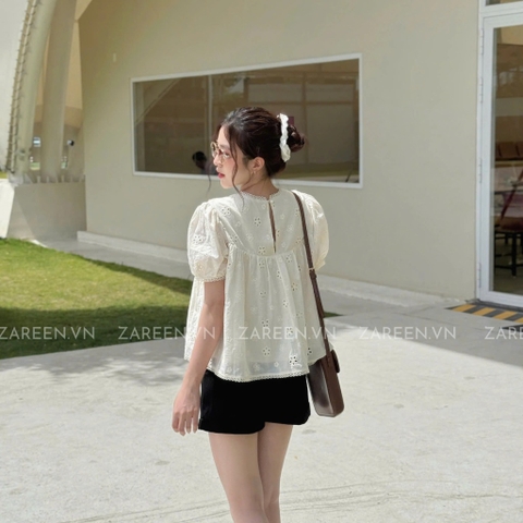 ÁO BABYDOLL THÊU HOA VIỀN REN ZAREEN VOA135