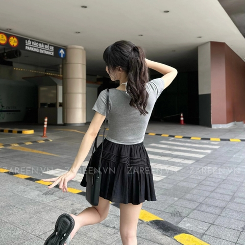 ÁO THUN CROPTOP PHỐI YẾM ZAREEN THU167