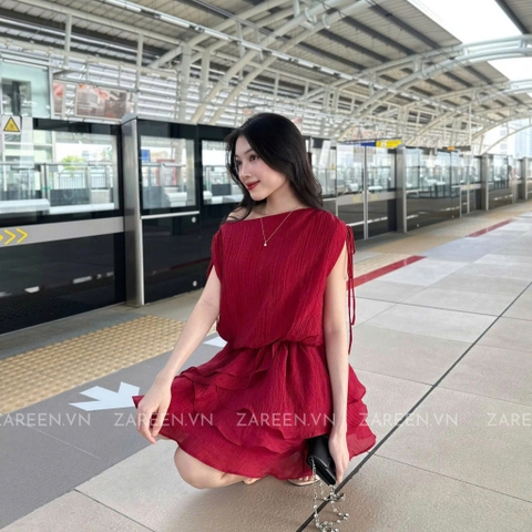 ĐẦM TƠ XÒE 2 TẦNG TAY THẮT NƠ ZAREEN DAX98