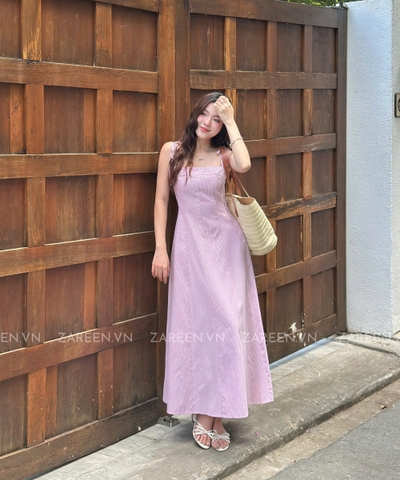 ĐẦM SỌC DÁNG DÀI BUỘC NƠ ZAREEN DAX105