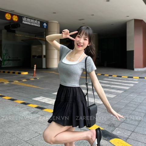 ÁO THUN CROPTOP PHỐI YẾM ZAREEN THU167