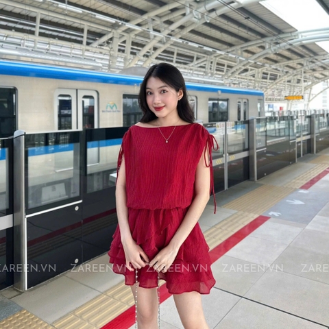ĐẦM TƠ XÒE 2 TẦNG TAY THẮT NƠ ZAREEN DAX98