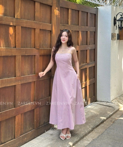 ĐẦM SỌC DÁNG DÀI BUỘC NƠ ZAREEN DAX105