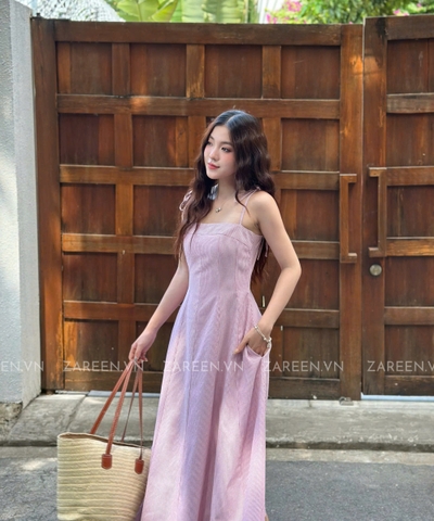 ĐẦM SỌC DÁNG DÀI BUỘC NƠ ZAREEN DAX105