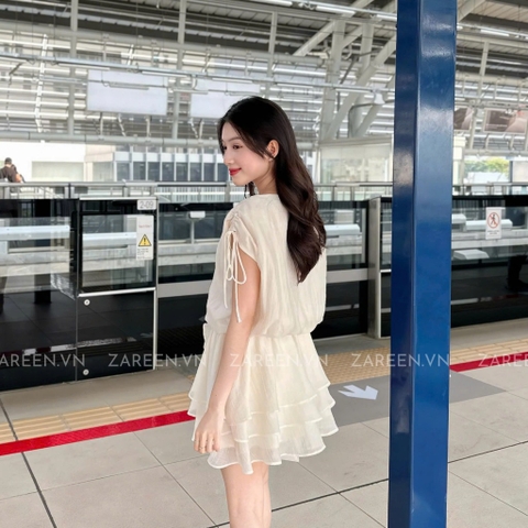 ĐẦM TƠ XÒE 2 TẦNG TAY THẮT NƠ ZAREEN DAX98