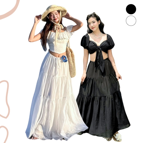 CHÂN VÁY DÀI 3 TẦNG RÚT EO ZAREEN VAD20