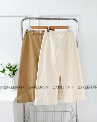 CHÂN VÁY KAKI DÀI XẺ VẠT SAU ZAREEN VAD16