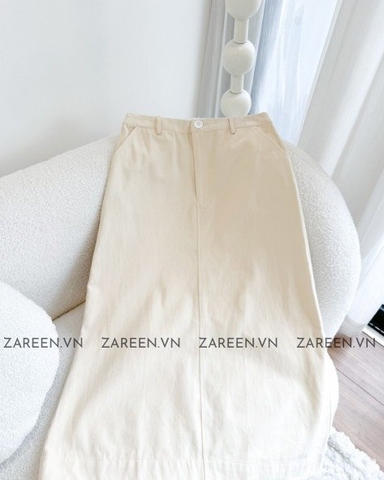 CHÂN VÁY KAKI DÀI XẺ VẠT SAU ZAREEN VAD16