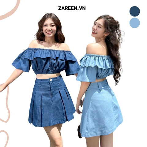 CHÂN VÁY DENIM XẾP LY ZAREEN VAA47