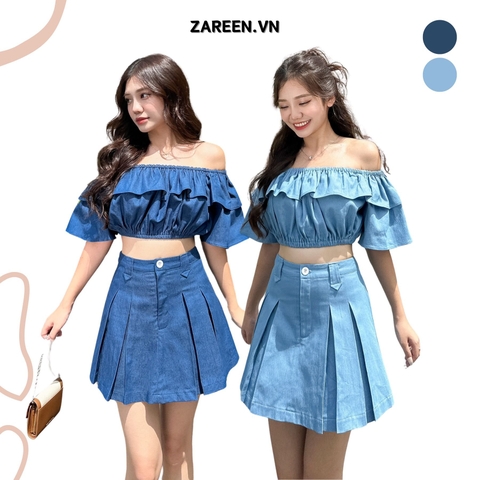 ÁO CROPTOP DENIM TRỄ VAI ZAREEN VOA122