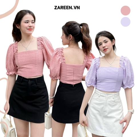 ÁO CỔ VUÔNG TAY PHỒNG DÂY KÉO ZAREEN VOA102