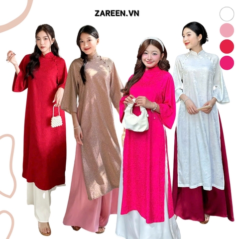 ÁO DÀI LINH LAN LỤA TẰM ĐÍNH NÚT ZAREEN ADI02