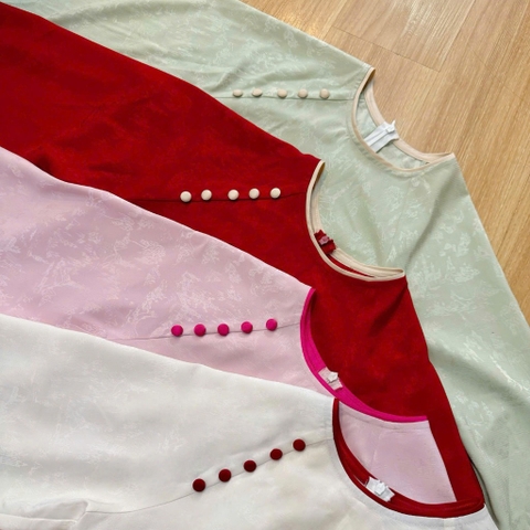 ÁO DÀI TÂM Ý GẤM PHỐI VIỀN ZAREEN ADI05