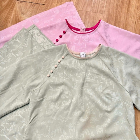 ÁO DÀI TÂM Ý GẤM PHỐI VIỀN ZAREEN ADI05